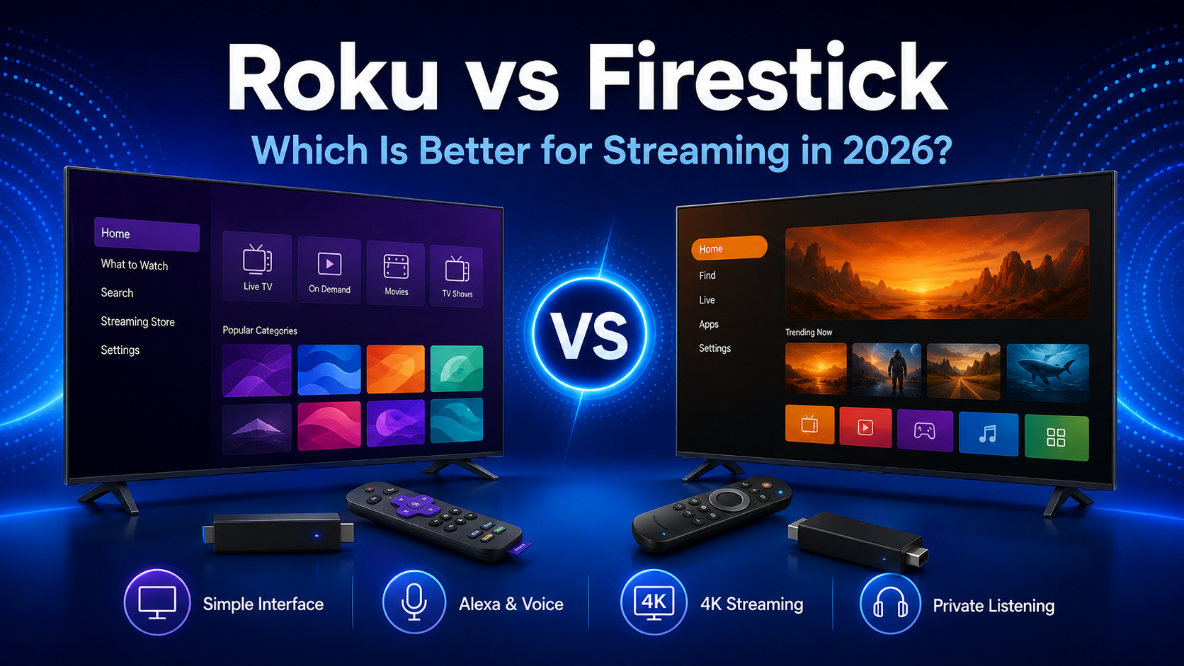 Roku vs Firestick streaming device comparison in 2026